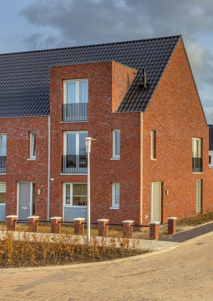 Newly built houses in modern street